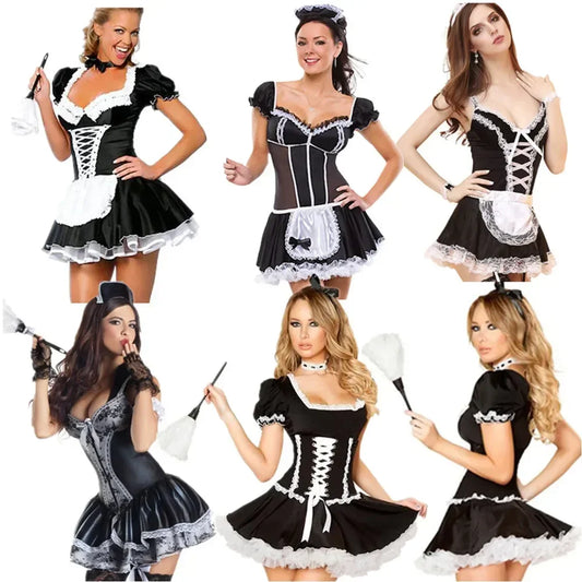 Women's Plus Size S-6XL Sexy Exotic Apparel S-6XL Maid Late Nite French Costume