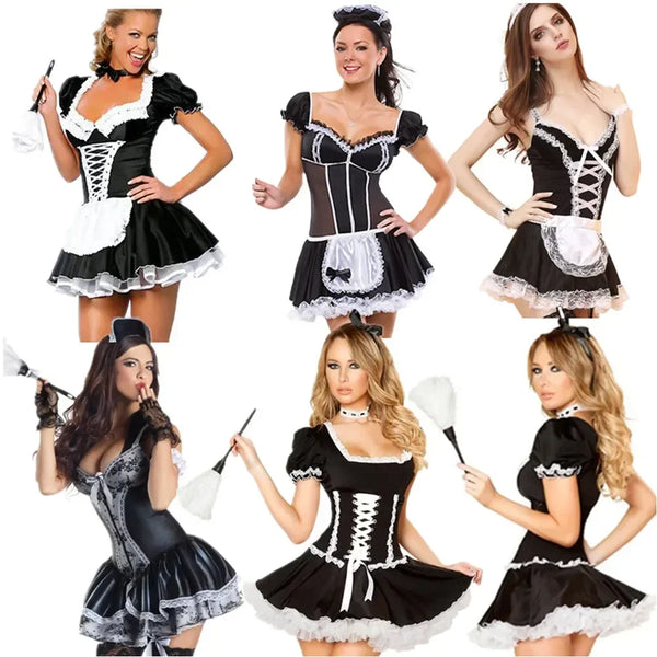 Women's Plus Size S-6XL Sexy Exotic Apparel S-6XL Maid Late Nite French Costume