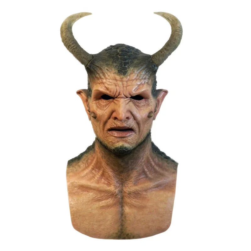 Horror Demon Latex Mask Halloween Evil Role Playing Beast Horns Helmet Performance CarnivalParty