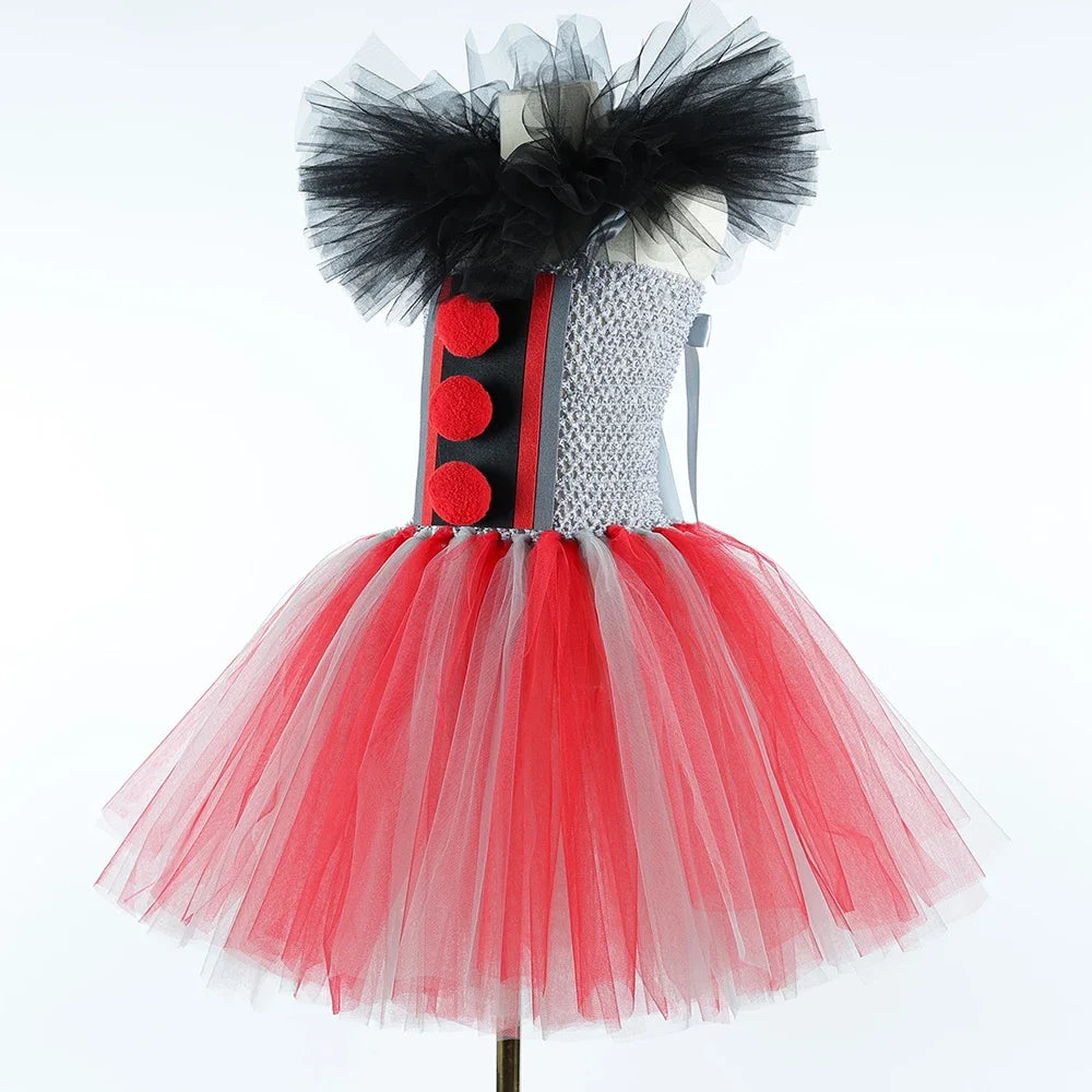 Scary Killer Clown Costume for Girls Halloween Tutu Dress Outfit Creepy Joker Costumes - Only 1pcs Dress / 8