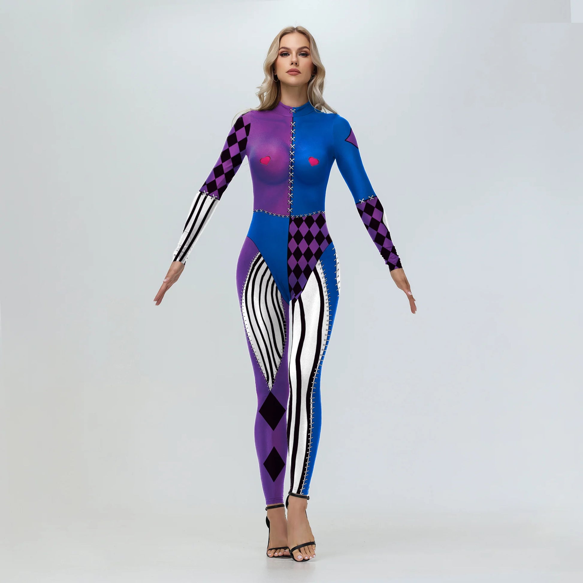 Halloween Adult Women's Digital Printing Suit Skeleton Sexy Slim Fit Long Sleeve - Discount Halloween City