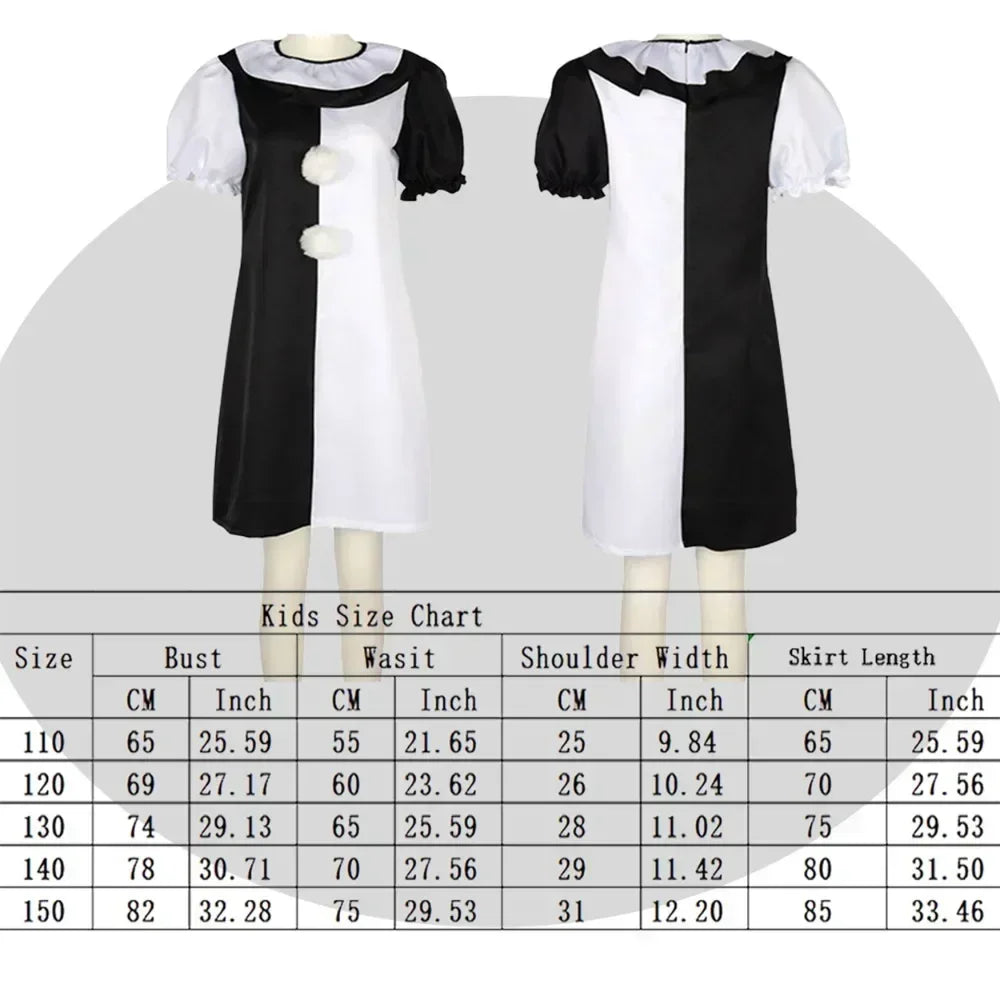 Terrifier Art Clown Costume Joker Disguise Jumpsuit Girls Up Horror Dress Suit Halloween - jumpsuit A / Kids 130