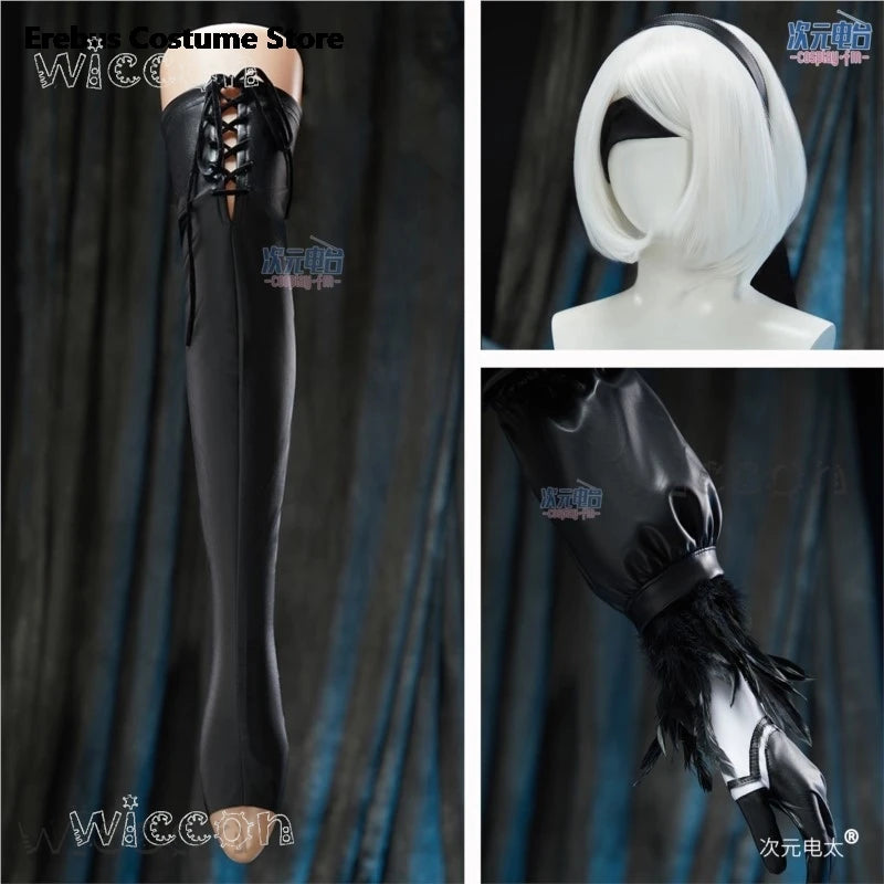 Halloween Costumes Women 2B Costume NieR:Automata NIKKE:The Goddess of Victory Suit Outfit - wig / L