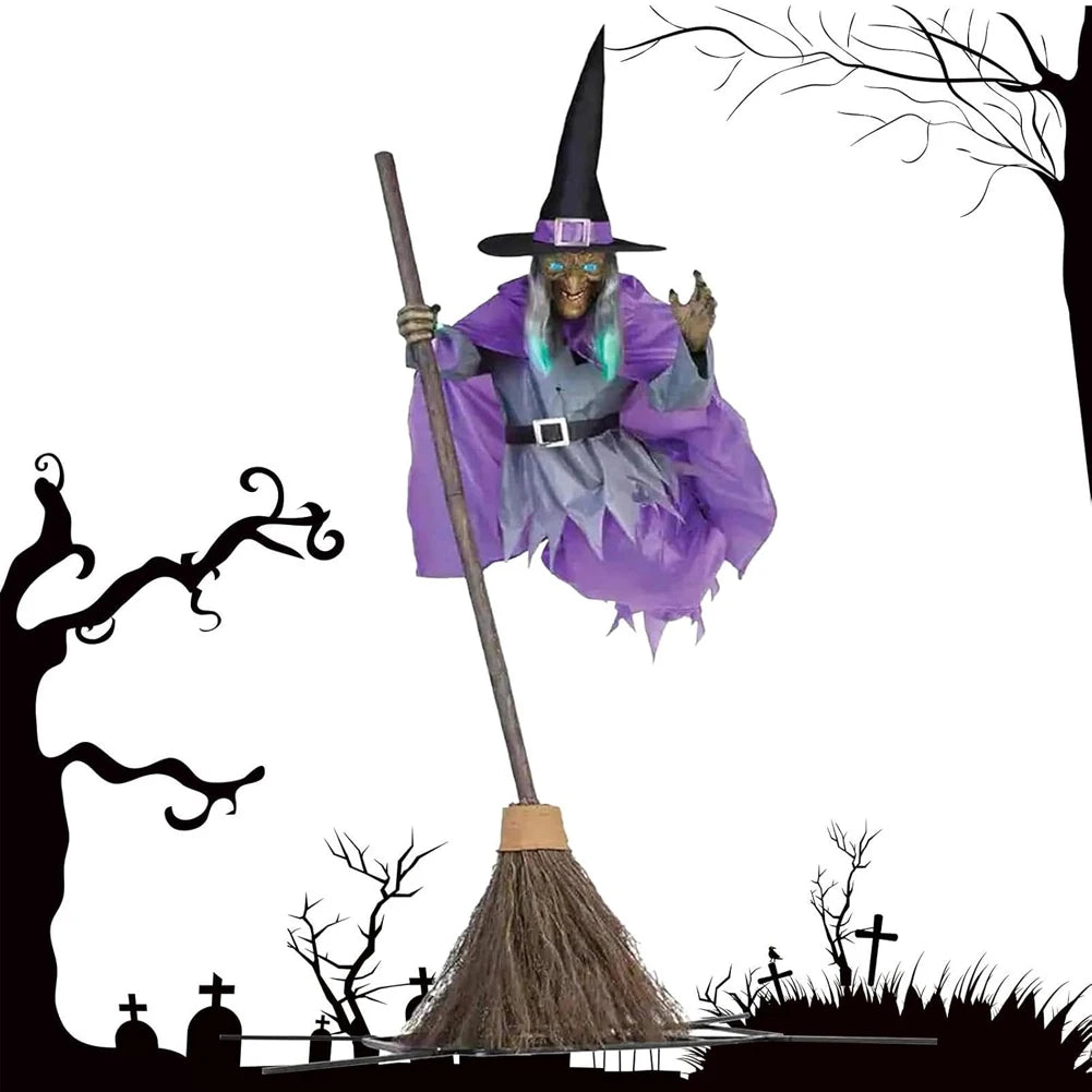 Halloween Decoration Flying Witch with Scary Sounds & Lights Large Hanging - product image 3