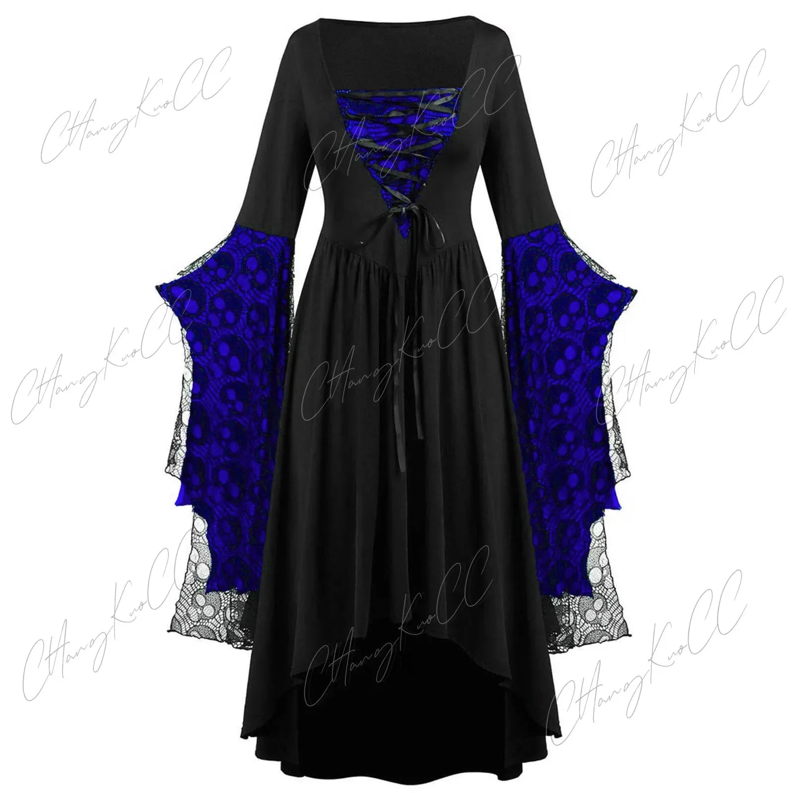 Vintage Halloween Cosplay Costume Witch Vampire Gothic Dress Ghost Dresses Up Party Printed Medieval Ghost - product image 9