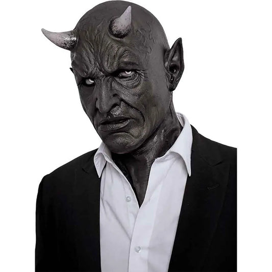 Costume Mephistopheles Mask Horror Demon Horn Mask Devil Killer Latex Helmet Halloween - black