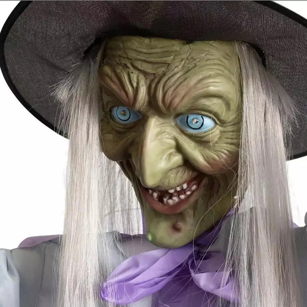 Animated Hovering Witch Animatronics Purple With Lights Garden Flying Witch 6 Prop - alternate view 6