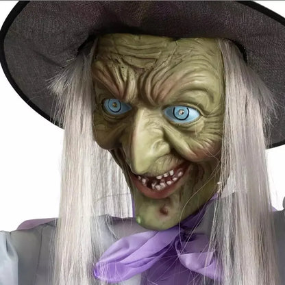 Animated Hovering Witch Animatronics Purple With Lights Garden Flying Witch 6 Prop - alternate view 6