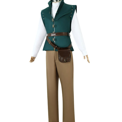 Princess Long Hair Halloween Costume Dress with Magic Storyline Lettuce Prince Flynn Rider Cosplay Outfit for Women