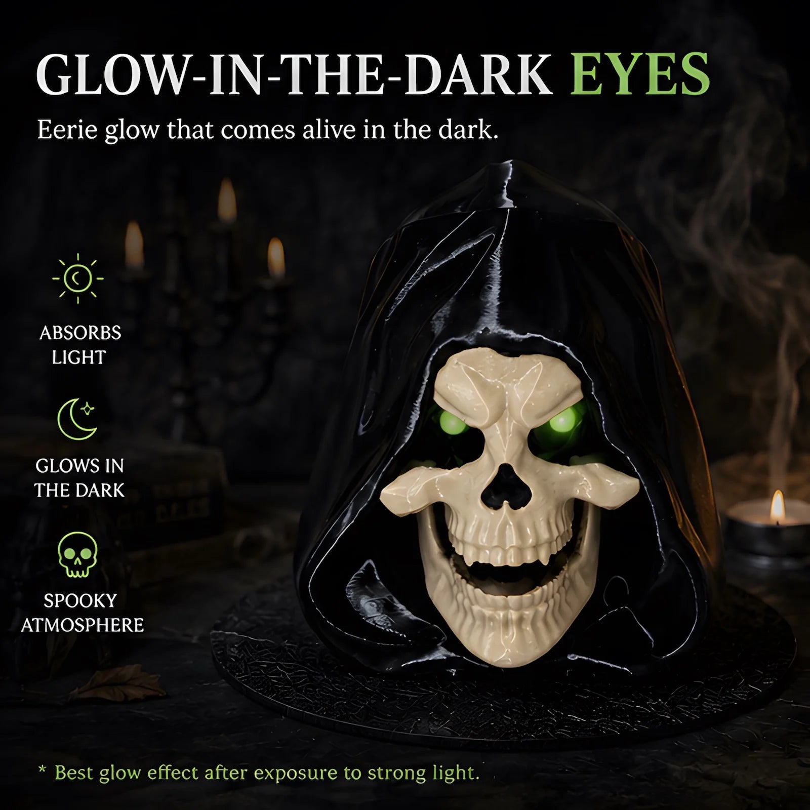 Halloween Grim Reaper Popcorn Bucket Glow In The Dark Skull Snack Bowl Horror Movie Theater Party Decor Luminous Candy Container