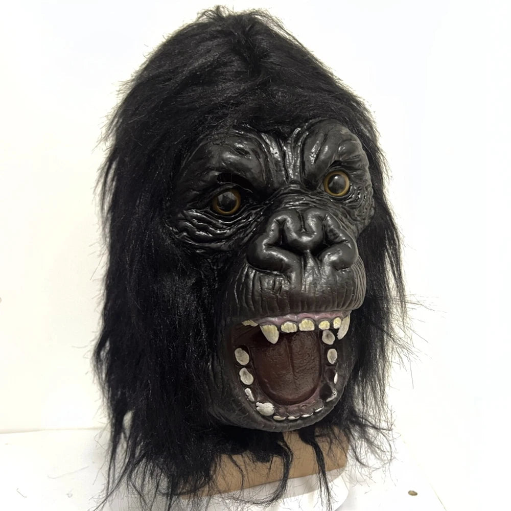 Black Realistic Gorilla Latex Mask For Halloween Party Cosplay Costume Prop Full Face
