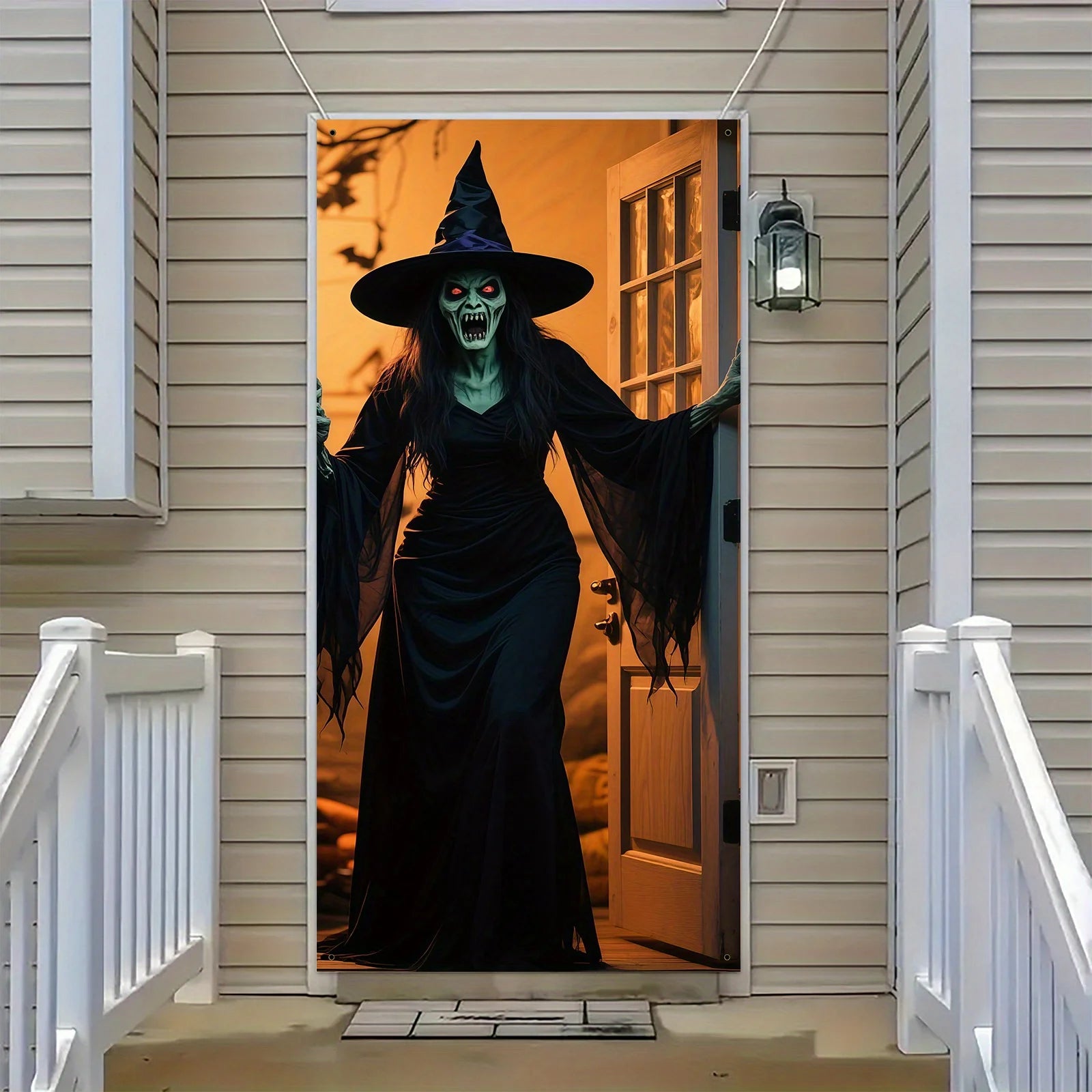 1-Piece 2D flat Halloween theme backdrop - scary witch design, Halloween - product image 2