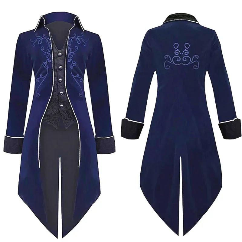 Steampunk Women Men Medieval Dress Costume Velet Stand Collar Tailcoat Gothic
