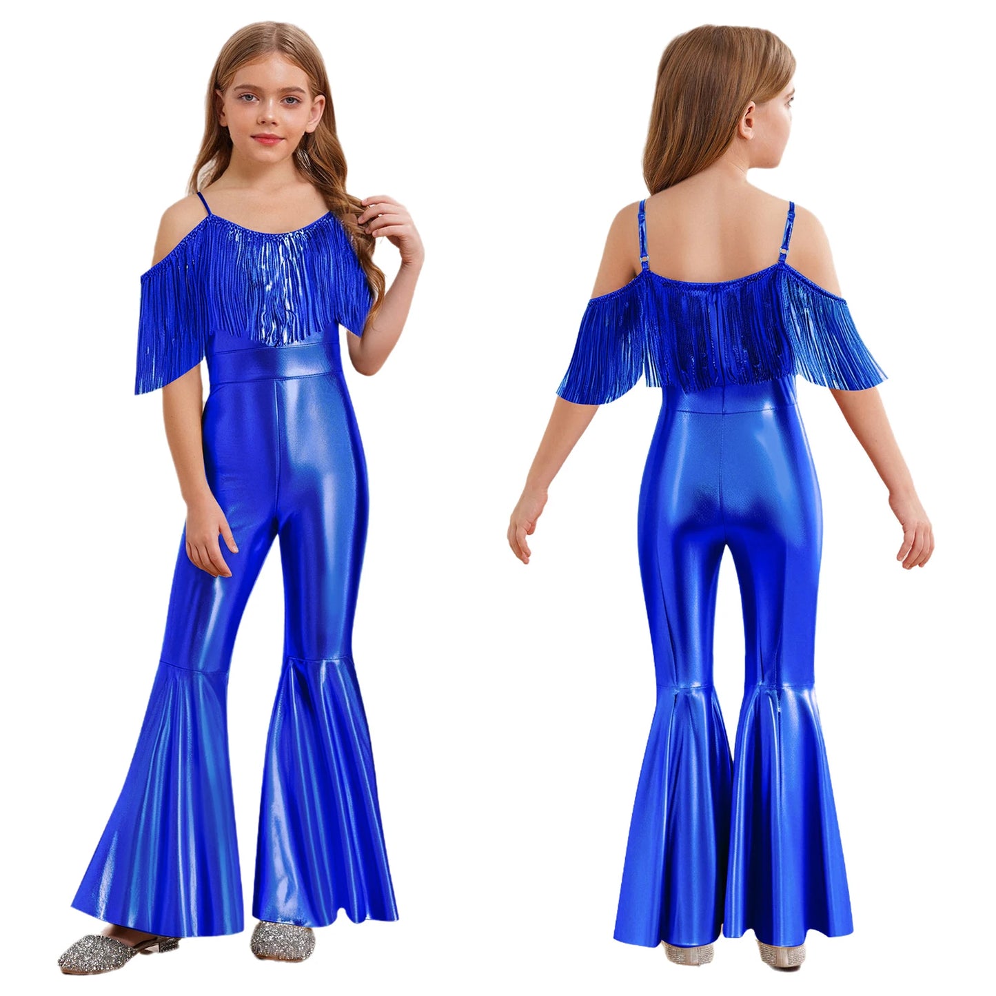 Kids' Disco Shiny Hippie Sleeveless Sequins Tassels 70s 80s Costume - alternate view 11