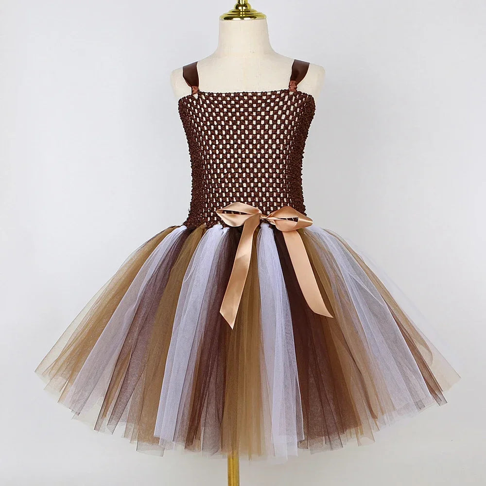 Girls Lion Tutu Halloween Costume with Cuffs