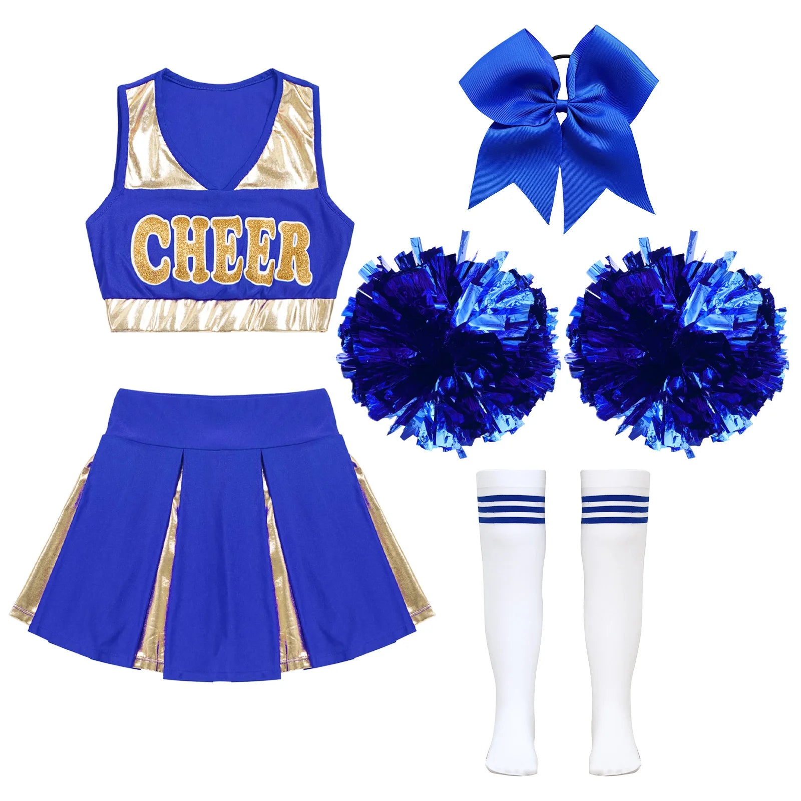Kids' Girls Cheerleader Outfit Set Cheerleading for Birthday Cheer Uniform Costume - alternate view 3