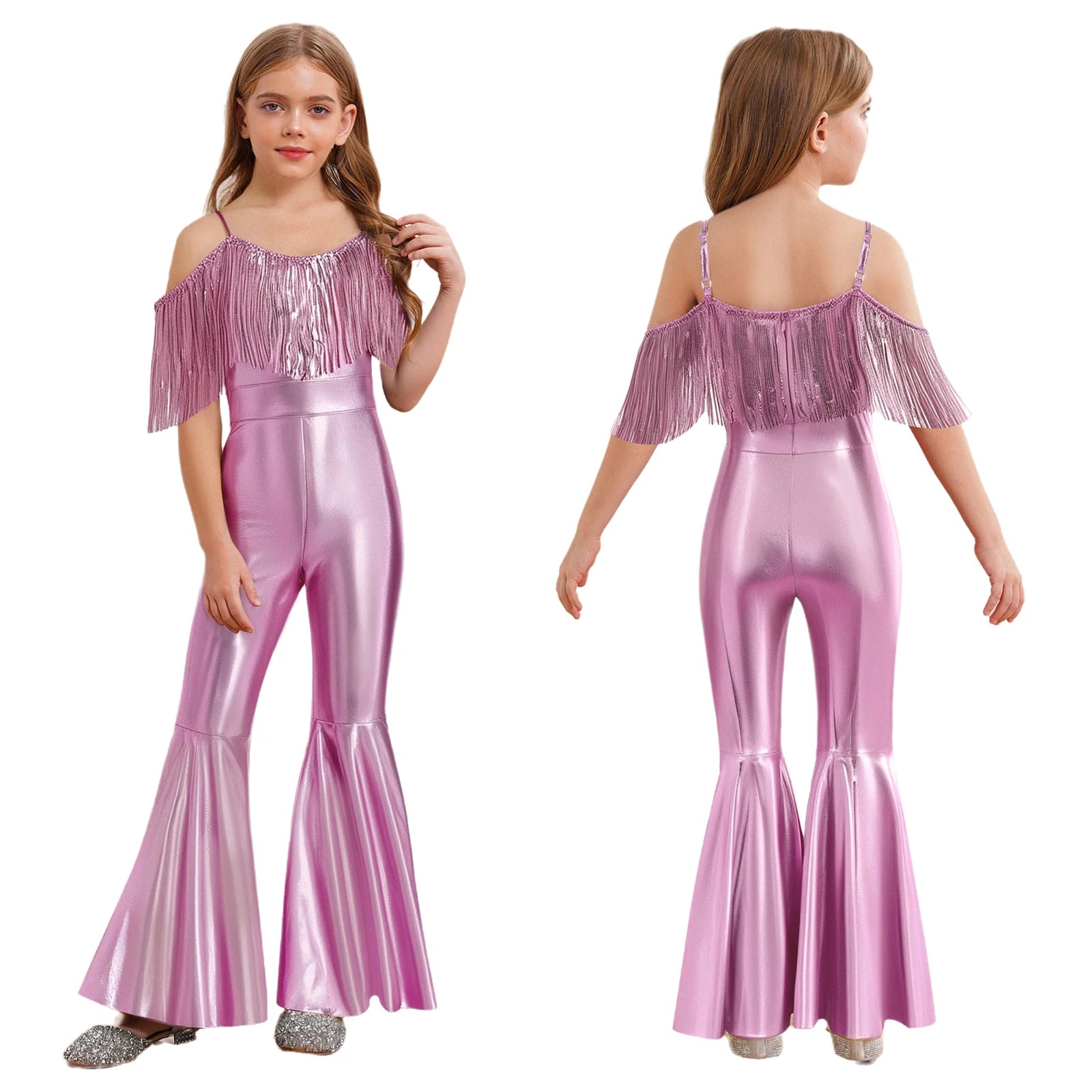 Kids' Disco Shiny Hippie Sleeveless Sequins Tassels 70s 80s Costume - alternate view 14