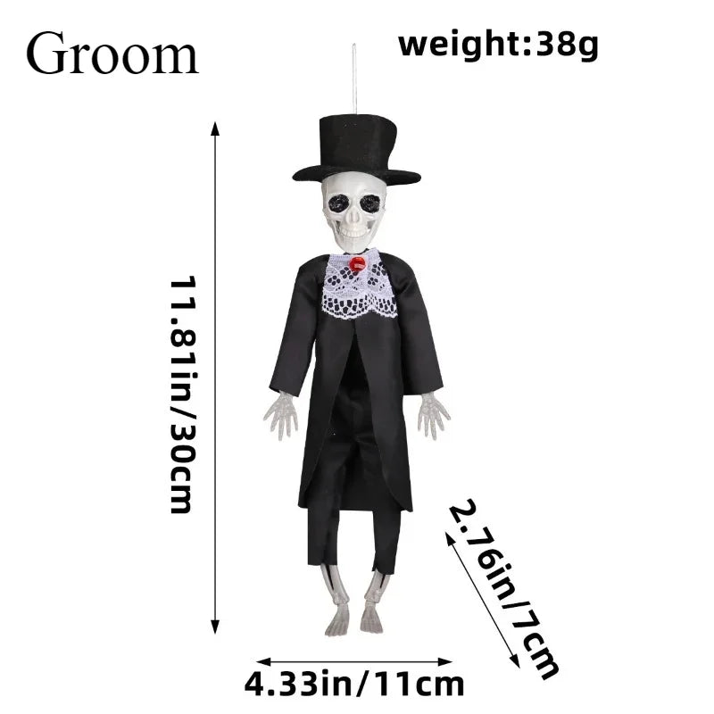 Halloween Skeleton Bride Groom Hanging Ornament Mini Wedding Skull Doll - product image 8