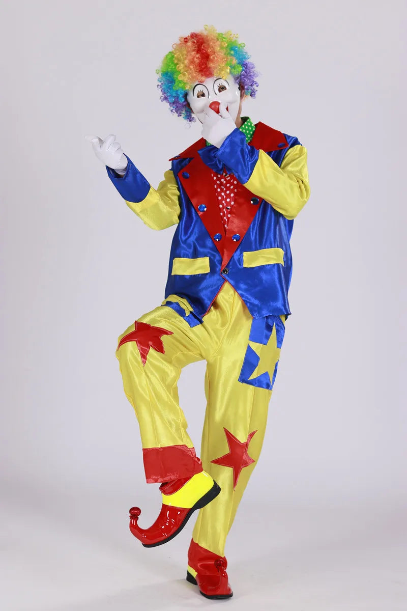 Colorful Clown Costume for Men Club Circus Halloween Joker Suit Performance Suit - 3 / L