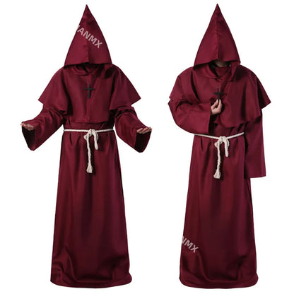 Halloween Men Medieval Monk Robes Monk Costumes Wizard Costumes Priest Costumes Costume - green / XL