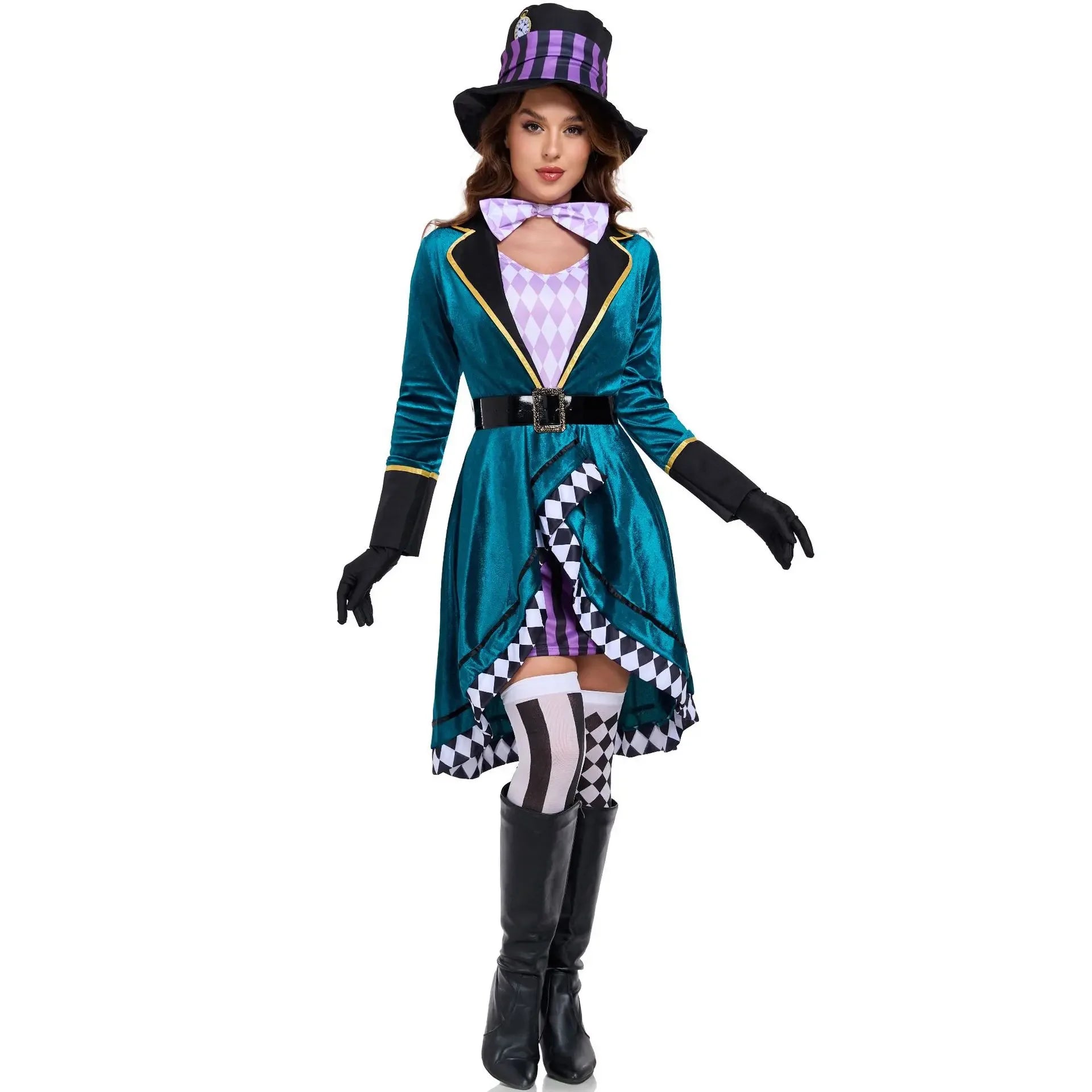 Halloween Alice in Wonderland Clock Madhatter Alice Sorceress Costume Adult - costume001 / XXXL