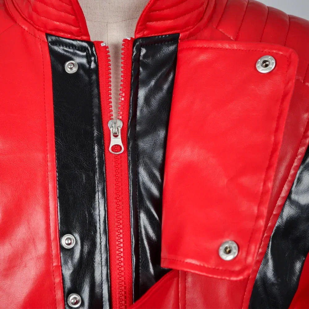 Michael Jackson Thriller Scary Costumes Red Leather Jacket for Men's Man Adults Child - Red / 130
