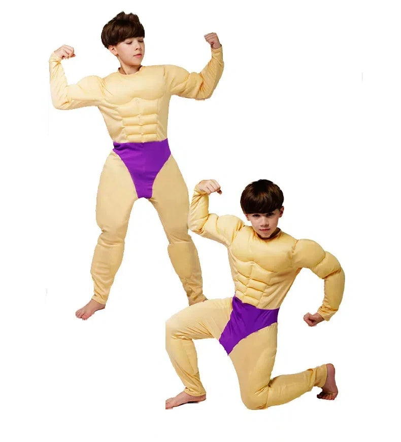 Muscle Costume for Adult Men Kids Funny Strong Men Muscle Jumpsuit Cosplay Halloween Themed Party Carnival - product image 4