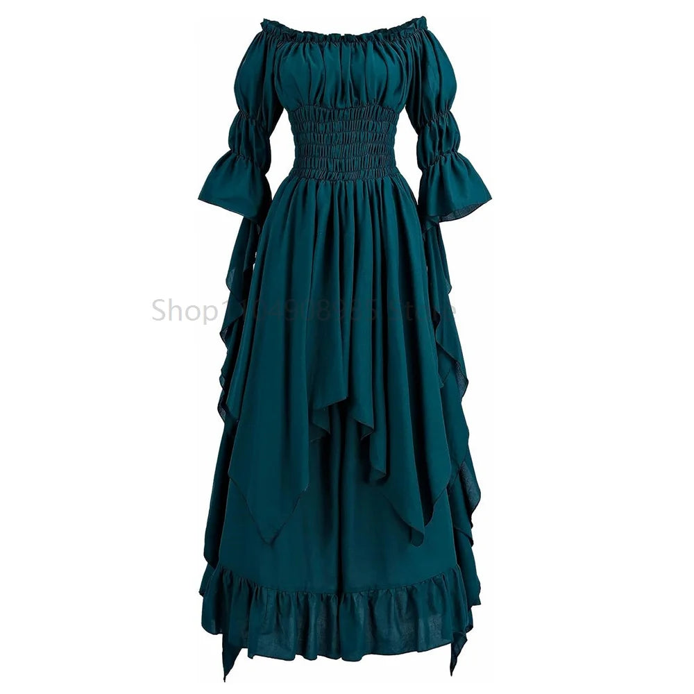 Women's Gothic Witch Dress Medieval Renaissance Costume Victorian Shoulder Off Sexy Dress for Halloween Party - product image 6