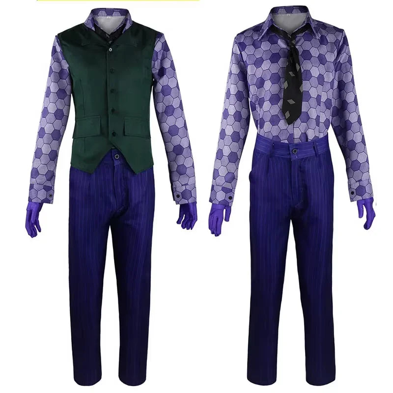 The Dark Knight the Joker Costume Clown Full Set Coat Shirt Vest Tie Suit Outfits Joker - costume only / XS