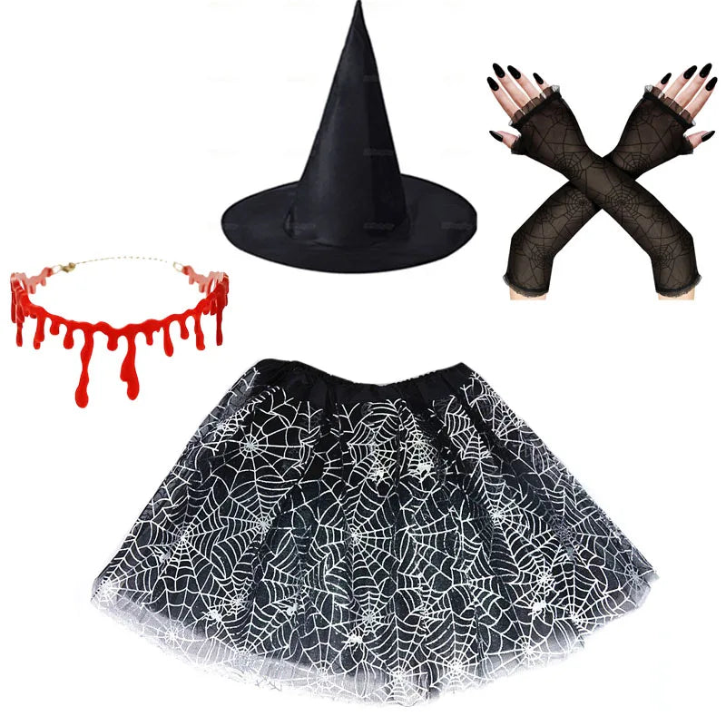 Vampire Witch Pointed Spider Web Tutu Women's Costume Hat