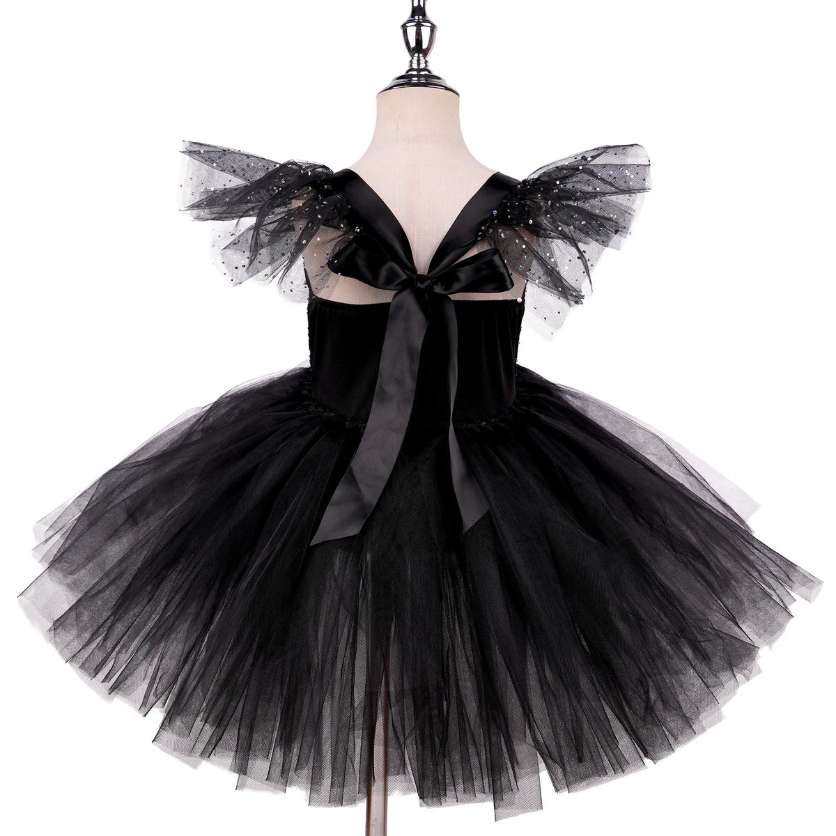 Girls Black & White Tutu Halloween Costume with Wig