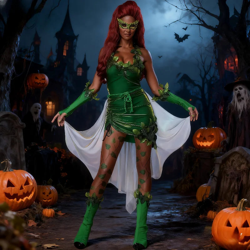 Green Leaves Tree Demon Costume for Women, Halloween Ivy Costume Set, Perfect for Cosplay Costumes forest - product image 5
