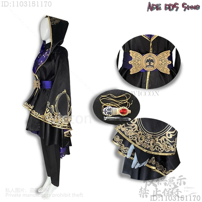 Anime Twisted Wonderland Costume Riddle Black Fancy Cloak Uniform Pants Headwear for - headwear / XXL