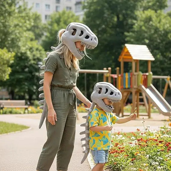 Dinosaur Skeleton Funny Headgear Plush Hat Male Cosplay Doll Funny Skeleton Gray Purple Grass Green Halloween - product image 3