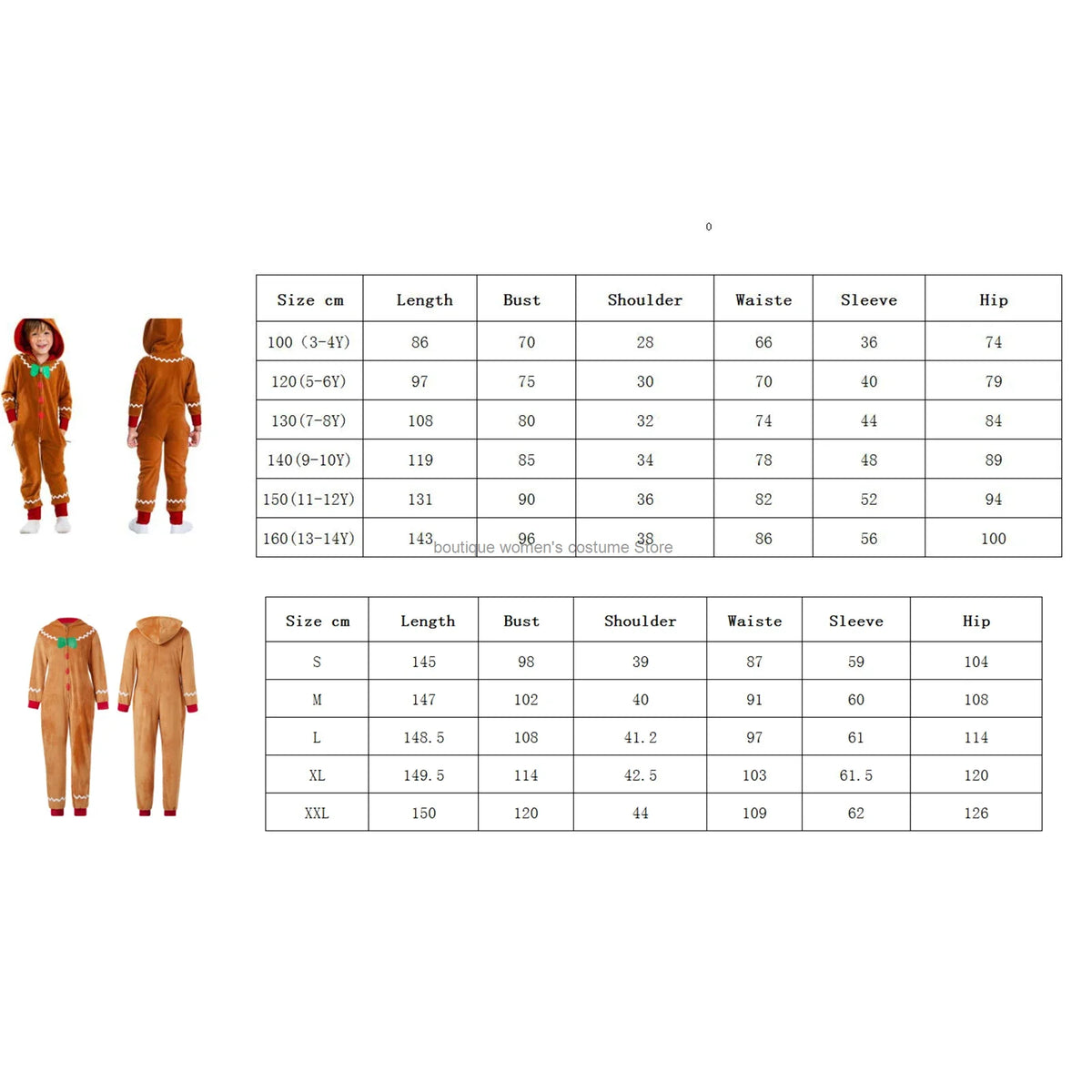 Gingerbread Long Sleeve Zipper Halloween Costume for Adults - Hooded - product image 6