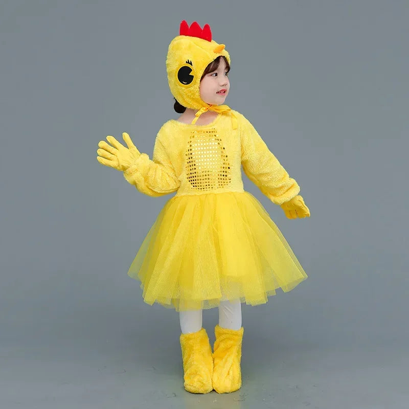 New Children Kids Adult Halloween Duck Chicken Chick Costume Skirt Tutu Yellow Bodysuit Outfit Dance - product image 21