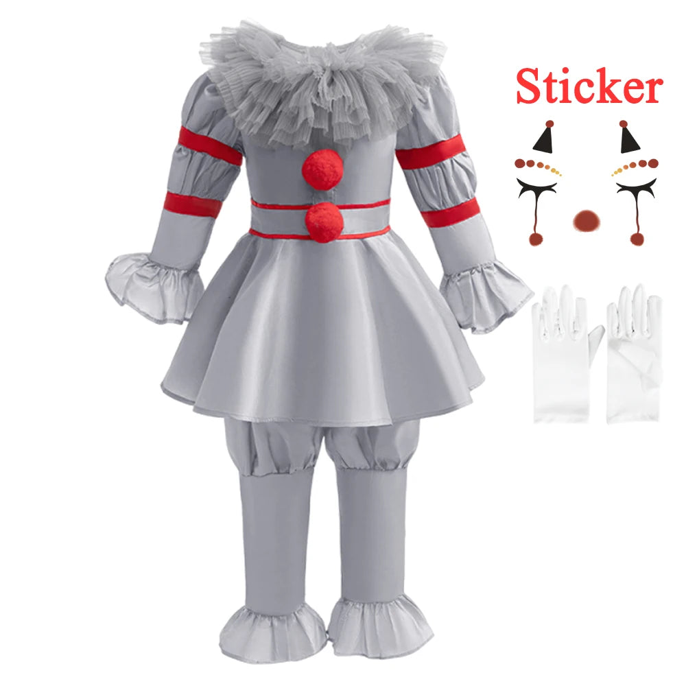 Boys Girls Costume Scary Clown Halloween Costume Kids Kids Costume Dress Up - 4 PCS B / 3T(110)