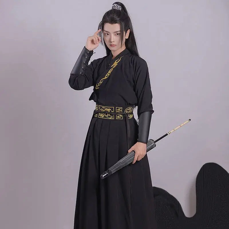 Hanfu Men Chinese Traditional Costume Ancient Hanfu Sets Male Halloween Costume Hanfu - 3pcs Full Set / XL