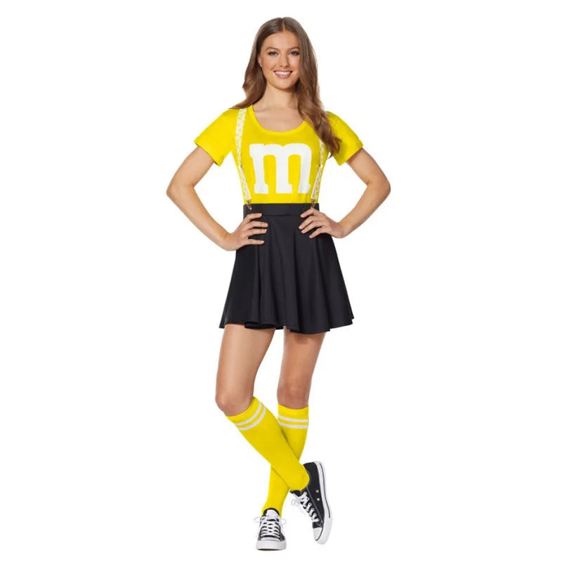 Women's M&M's Team T-shirt Black Skirt Stocking Funny Costume - alternate view 4