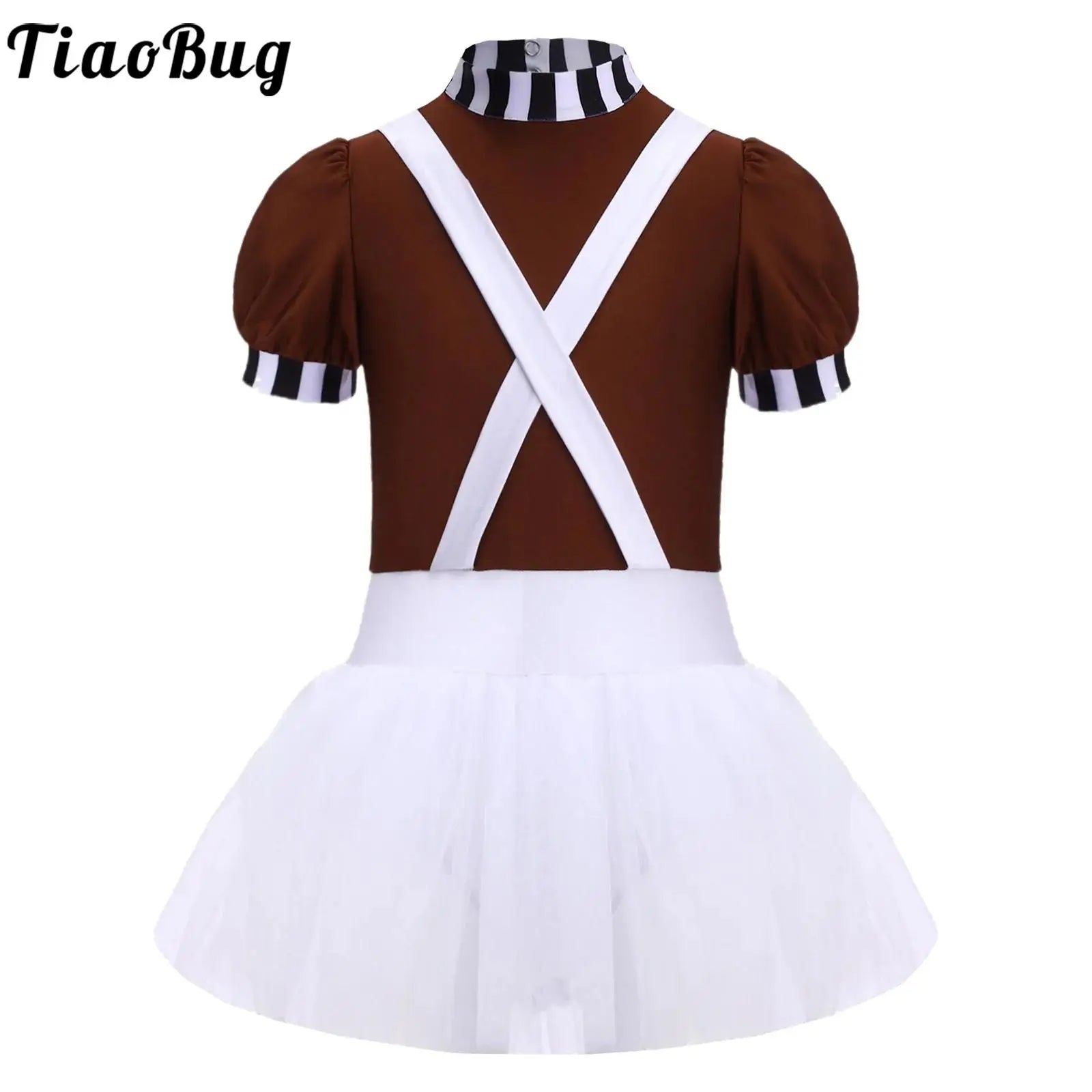 Kids Girls Halloween Chocolate Factory Worker Costume Theme Party Movie Character Cosplay Dress Up Short - product image 1