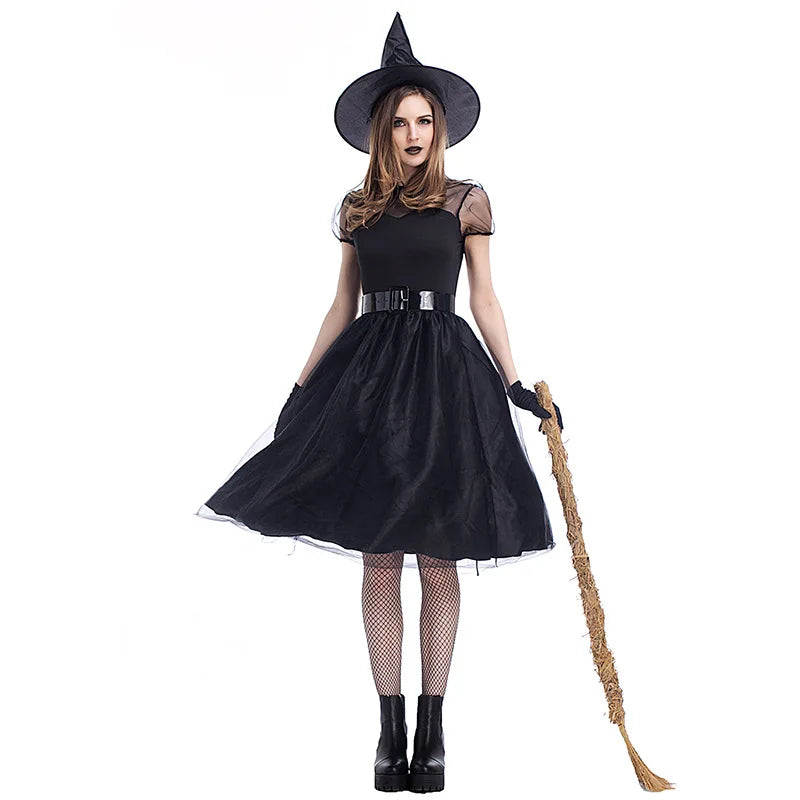 Halloween Witch Costume Women's Adult Cosplay Fantasy Black Witch Dress Up Party Gown Carnival Ghost Game - product image 5
