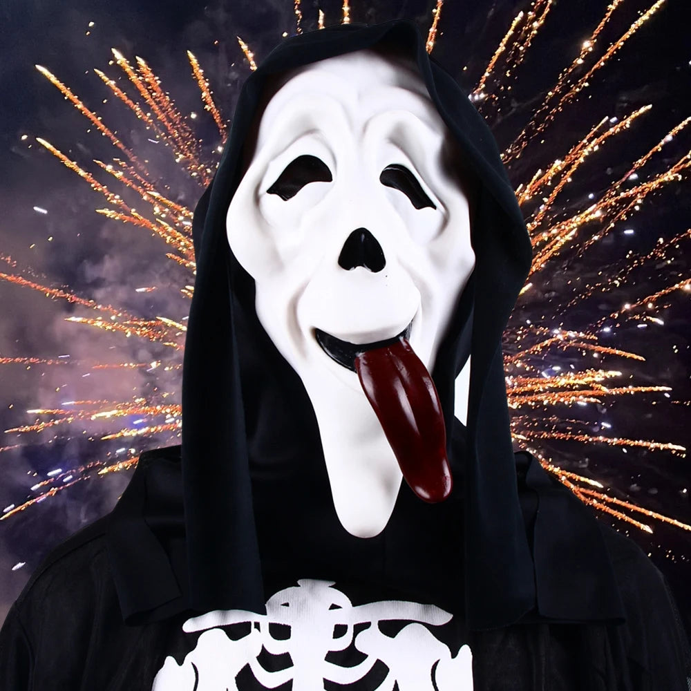 Quality Halloween Movie Scream Horror Face Mask Realistic Creepy Ghost Masks Stick Tongue Out Funny Scary - product image 2
