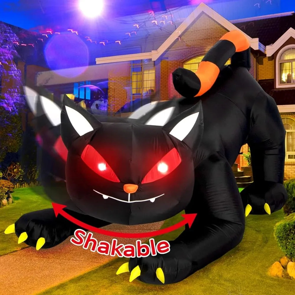 Halloween Inflatable 1.8m Black Cat Toy Shakes Head Ghost LED Lights Indoor Outdoor Yard Airblown Decoration - product image 3