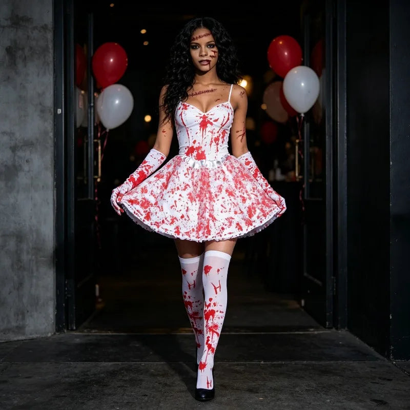 Women's Bloody Tutu Costume Kit – Skirt, Gloves & Halloween Accessories