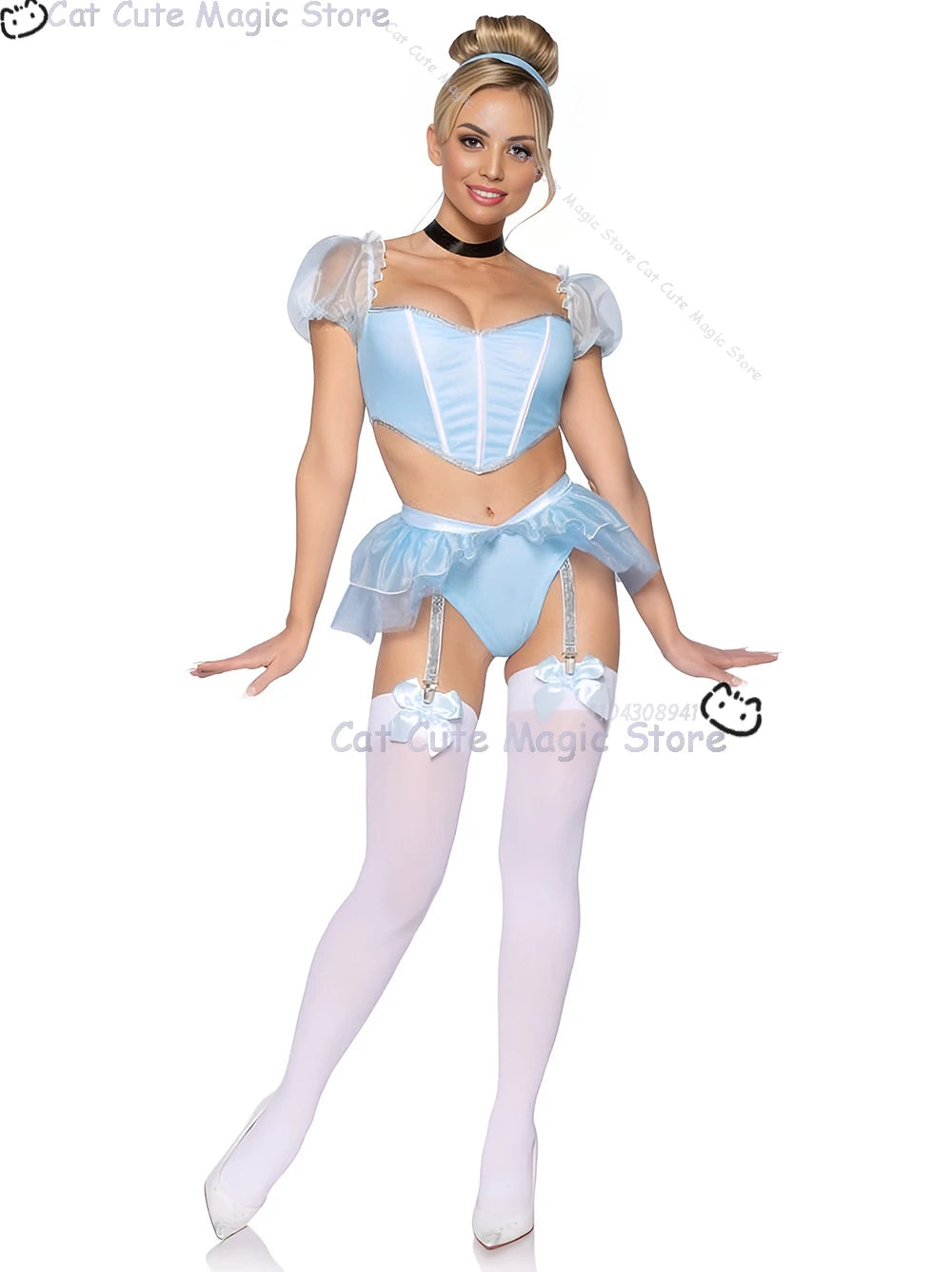 Women's Princess fantasia Sexy Blue Uniforms Maid Lingerie Costume - alternate view 2