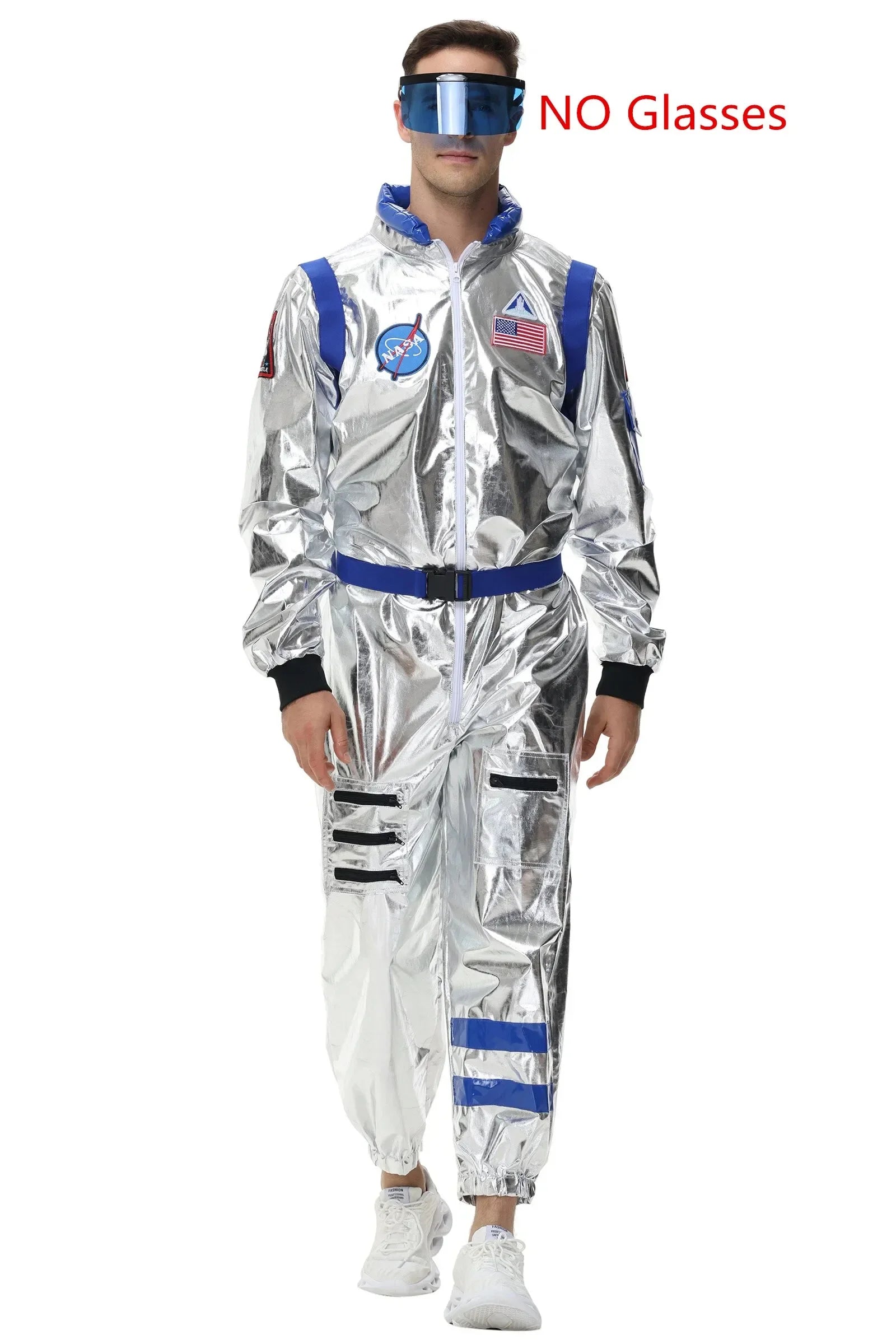Adult Silver Astronaut Costume Men Women Spaceman Suit Space Jumpsuit Halloween Costume - Yellow Men-A / M
