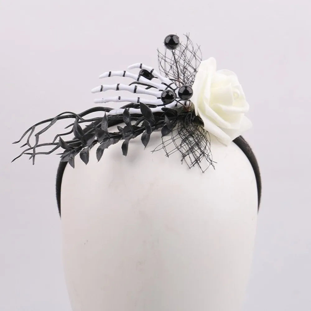 Headwear Rose Flower Halloween Headband Skull Gothic Branch Hair Hoop Non - product image 3