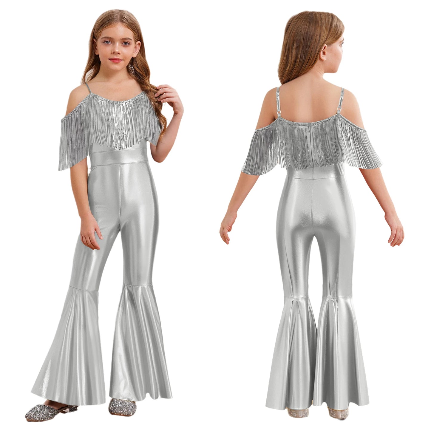 Kids' Disco Shiny Hippie Sleeveless Sequins Tassels 70s 80s Costume - alternate view 6