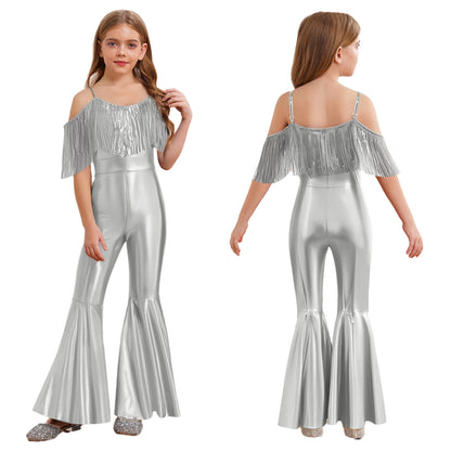 Kids' Disco Shiny Hippie Sleeveless Sequins Tassels 70s 80s Costume - alternate view 6