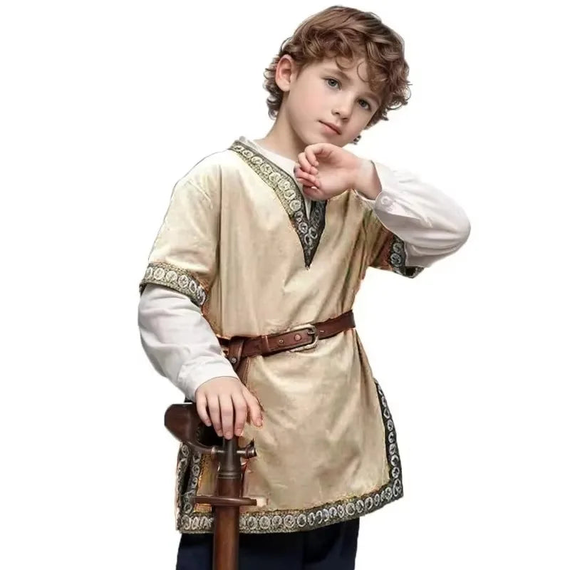 Medieval Shirt Costume T Shirt Child Boys Girls Vikings Pirate Shirt Knight Cotton